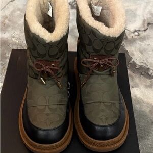 Coach Kailee Nylon Boots Fur Lined Boots